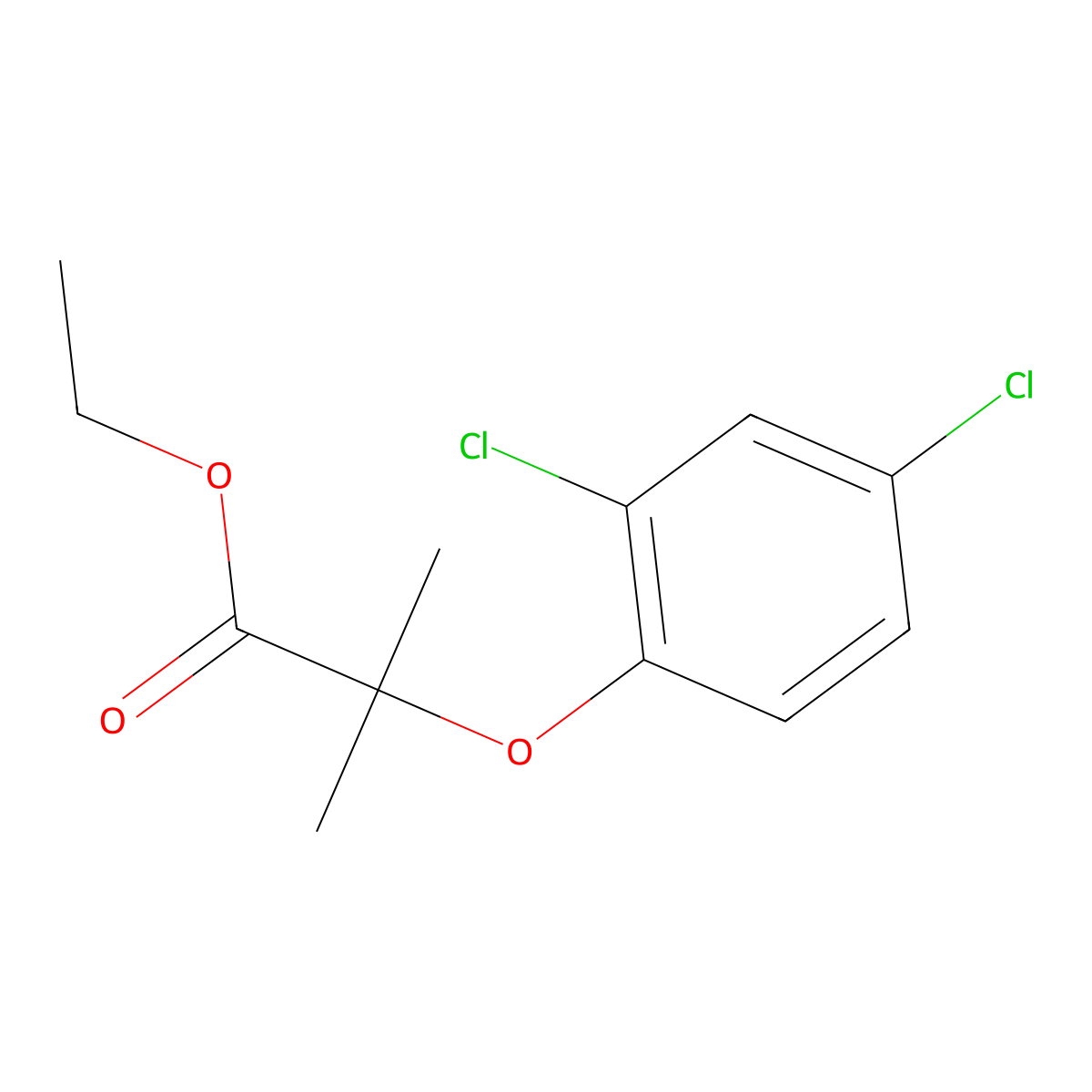 Ethyl 2-(2,4-dichlorophenoxy)-2-methylpropanoate molecular structure, CAS 58937-27-2