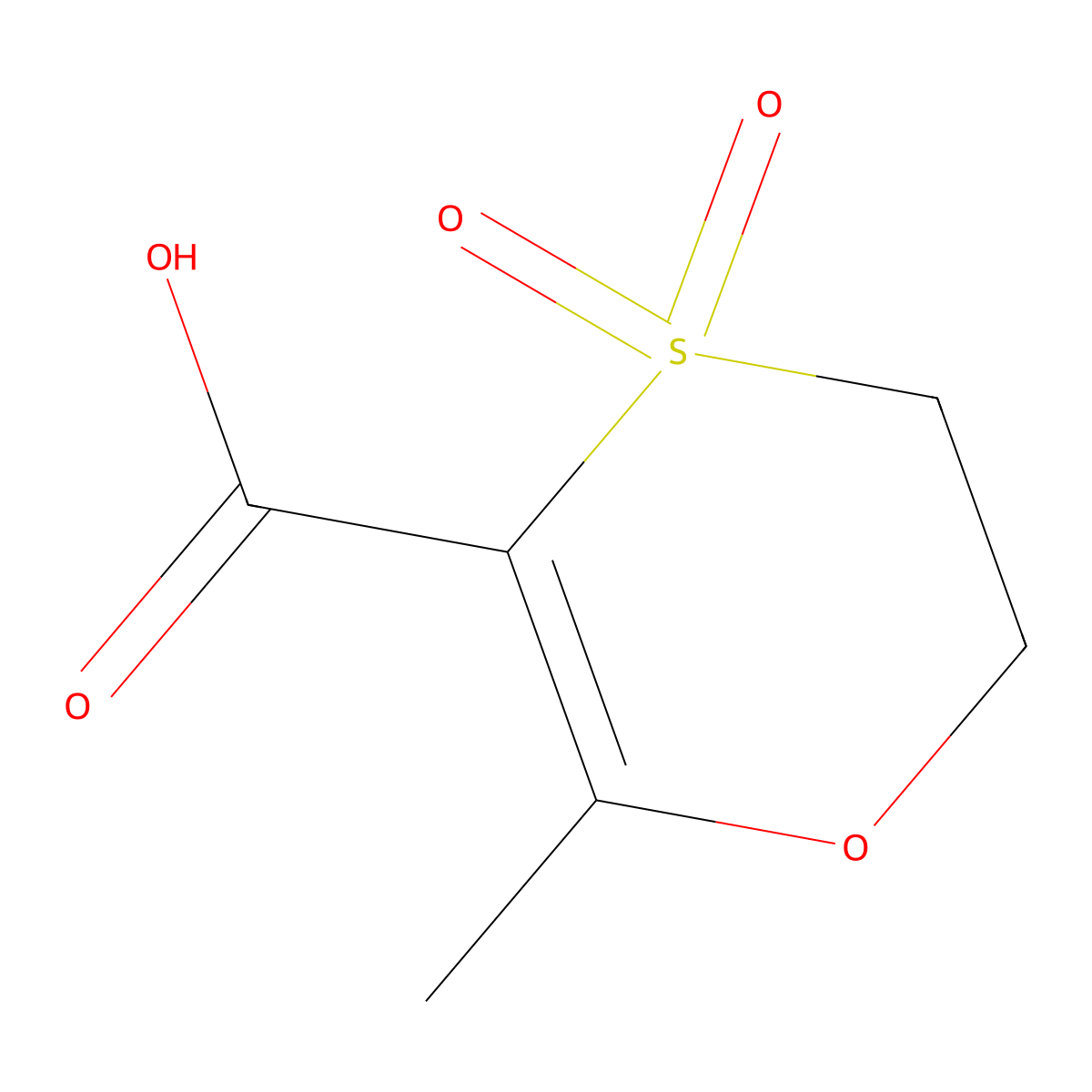 2-Methyl-4,4-dioxo-5,6-dihydro-1,4lambda6-oxathiine-3-carboxylic acid molecular structure, CAS 58941-08-5