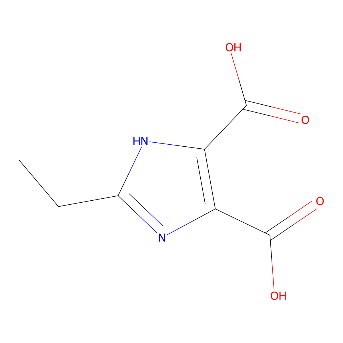 2-ethyl-1H-imidazole-4,5-dicarboxylic acid molecular structure, CAS 58954-22-6