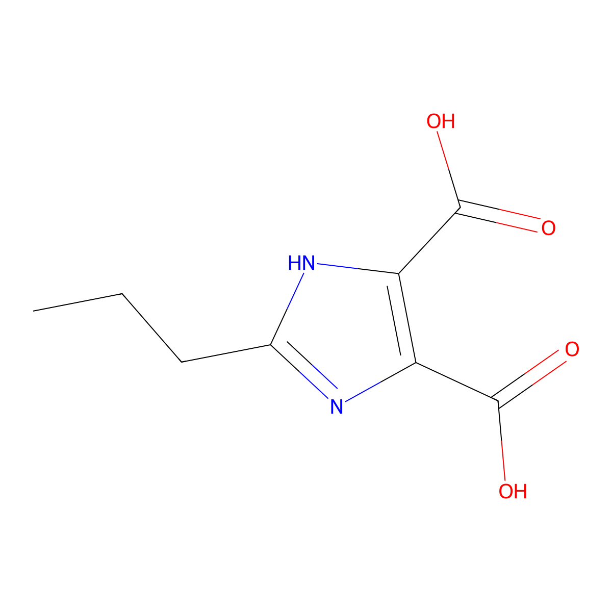 2-Propyl-1H-imidazole-4,5-dicarboxylic acid molecular structure, CAS 58954-23-7