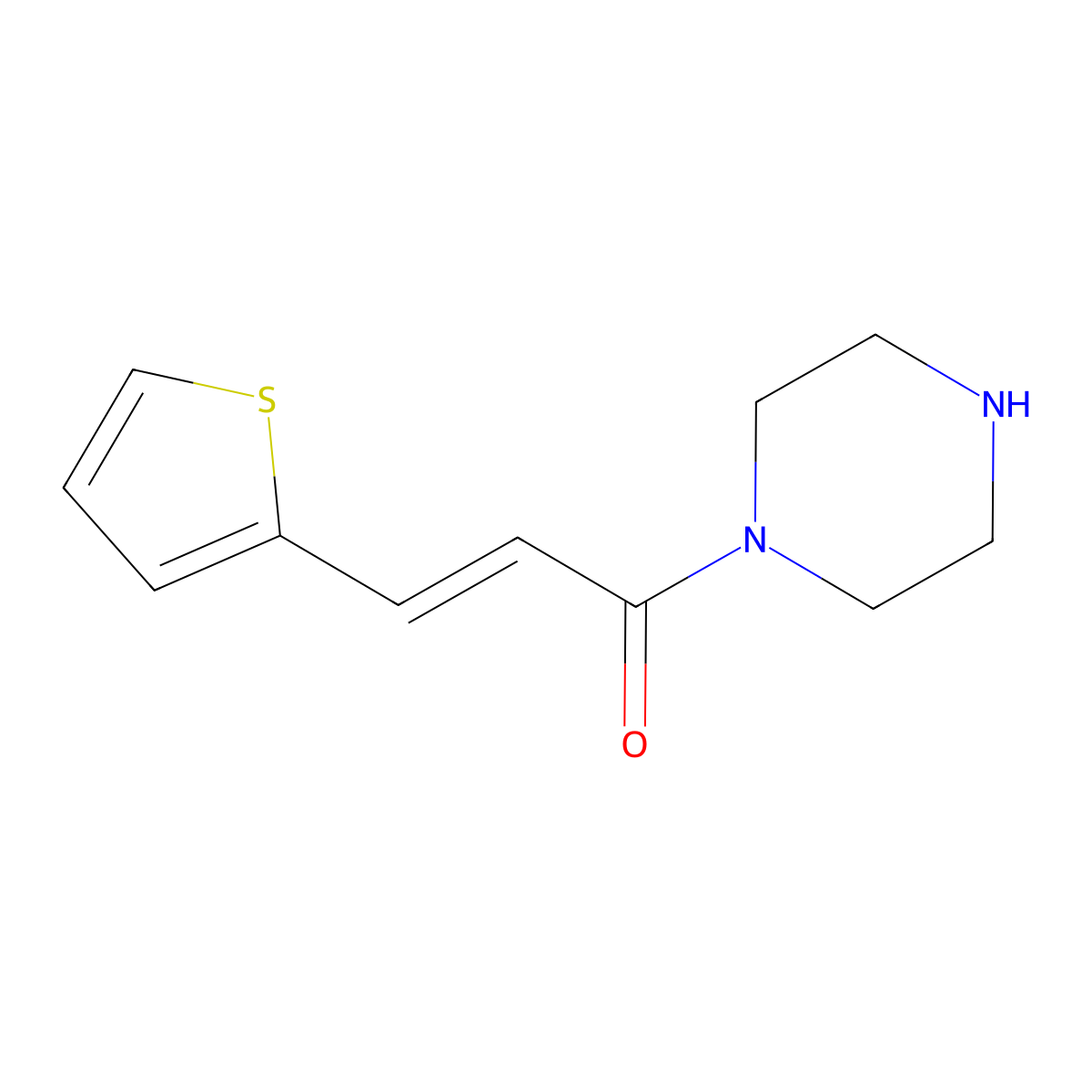 1-(Piperazin-1-yl)-3-(thiophen-2-yl)prop-2-en-1-one molecular structure, CAS 58955-26-3