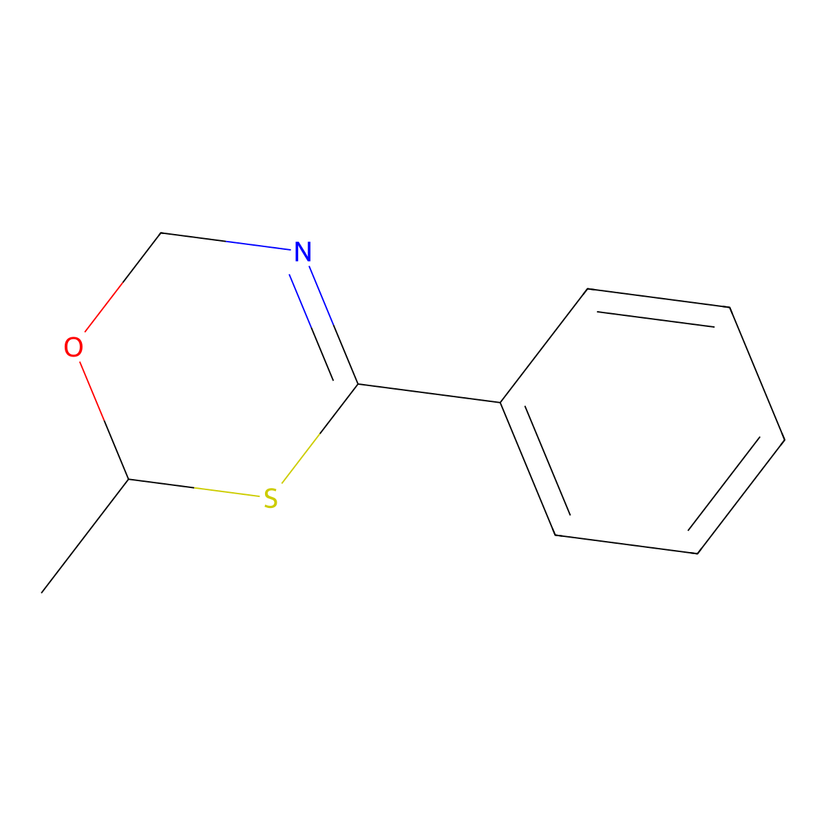6H-1,3,5-Oxathiazine, 2-methyl-4-phenyl- molecular structure, CAS 58955-85-4