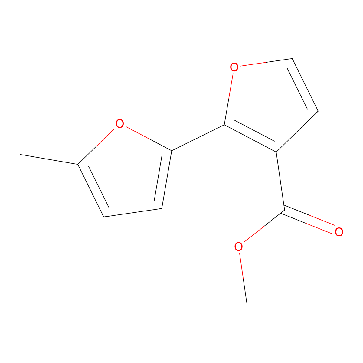 [2,2'-Bifuran]-3-carboxylic acid, 5'-methyl-, methyl ester molecular structure, CAS 5896-31-1