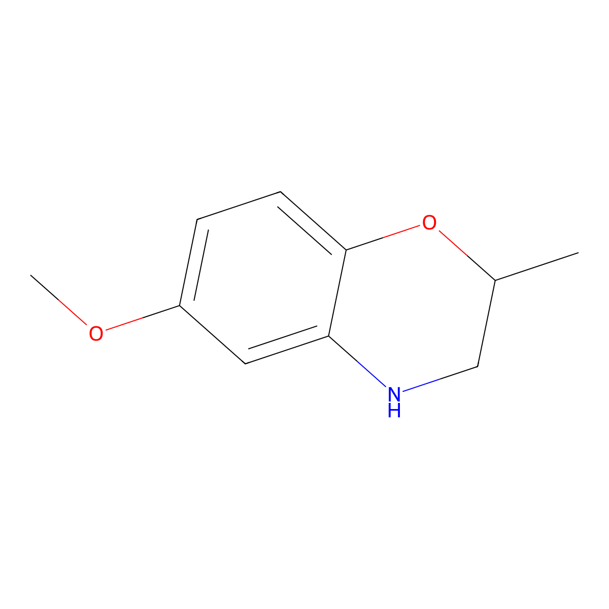 6-methoxy-2-methyl-3,4-dihydro-2H-1,4-benzoxazine molecular structure, CAS 58960-01-3
