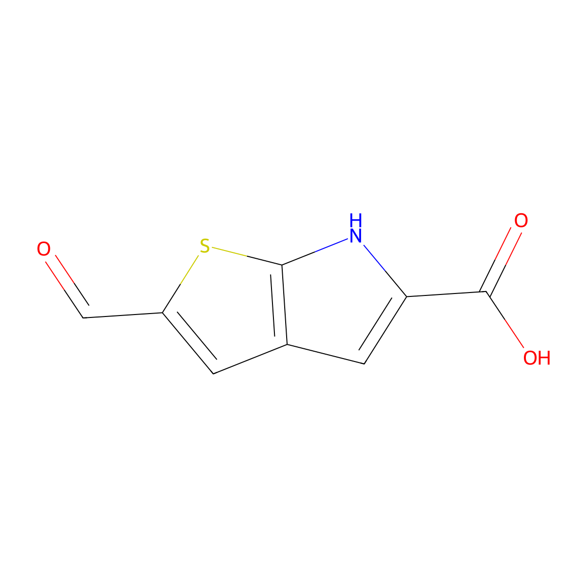2-formyl-6H-thieno[2,3-b]pyrrole-5-carboxylic acid molecular structure, CAS 58963-45-4