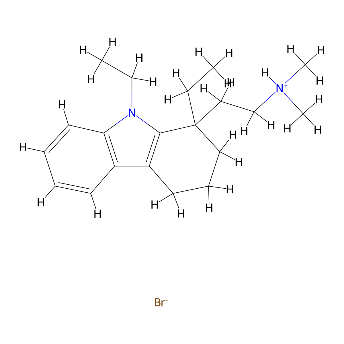 Carbazole-1-ethylamine, 1,2,3,4-tetrahydro-1,9-diethyl-N,N-dimethyl-, hydrobromide molecular structure, CAS 58965-20-1