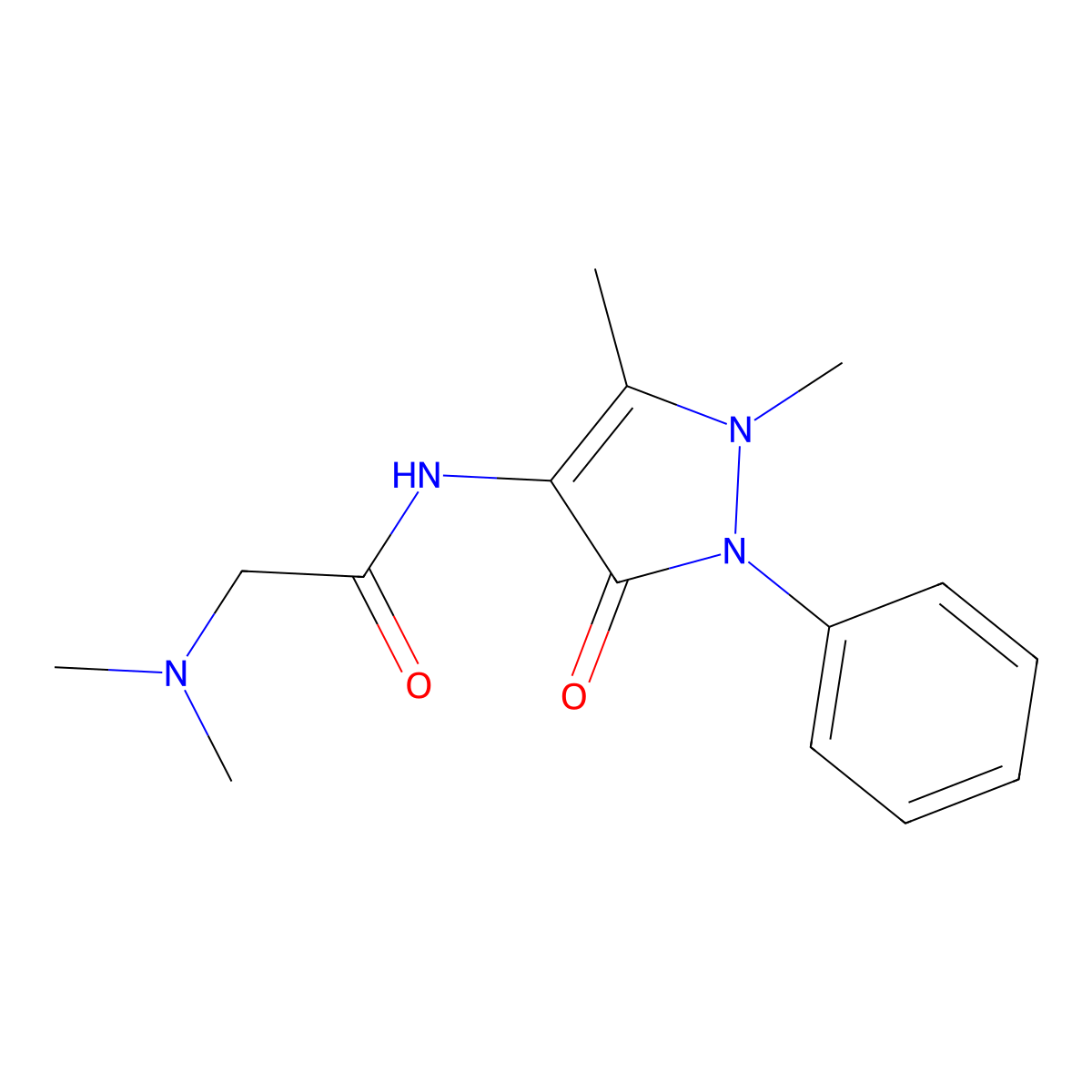 4-(2-(Dimethylamino)acetamido)antipyrine molecular structure, CAS 58965-86-9