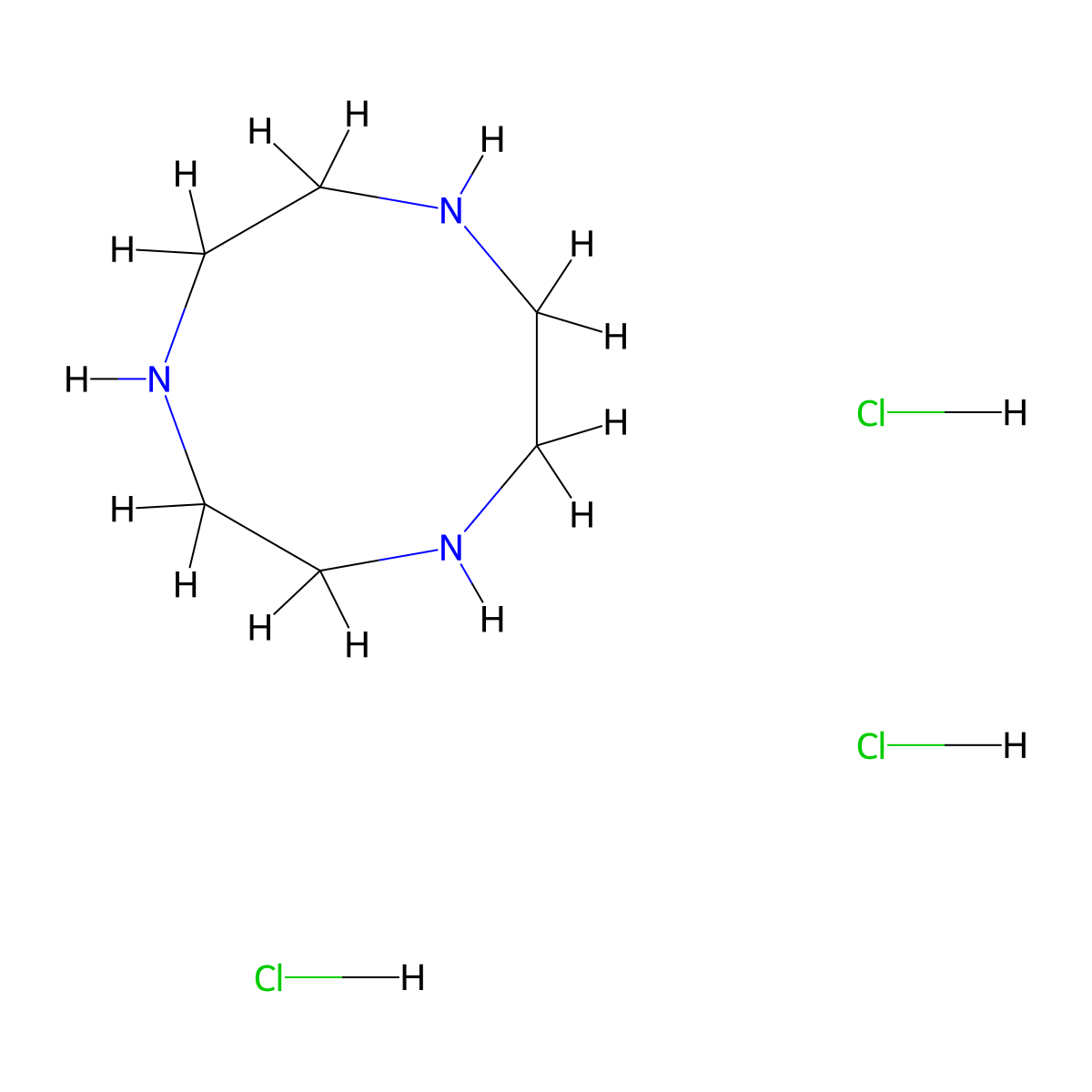 1,4,7-Triazacyclononane trihydrochloride molecular structure, CAS 58966-93-1