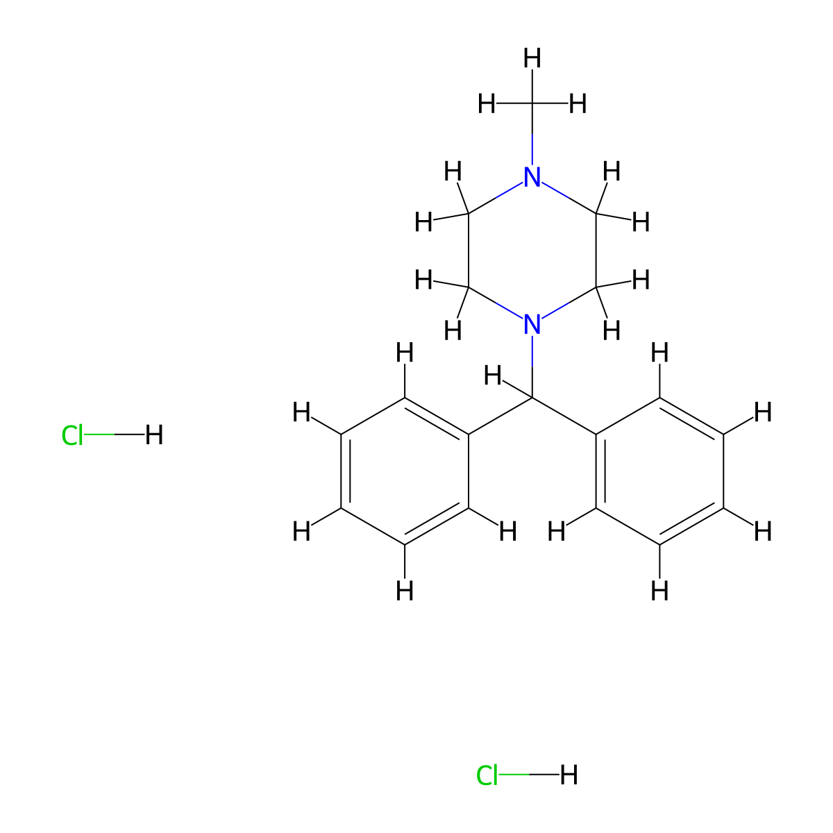 Cyclizine dihydrochloride molecular structure, CAS 5897-18-7