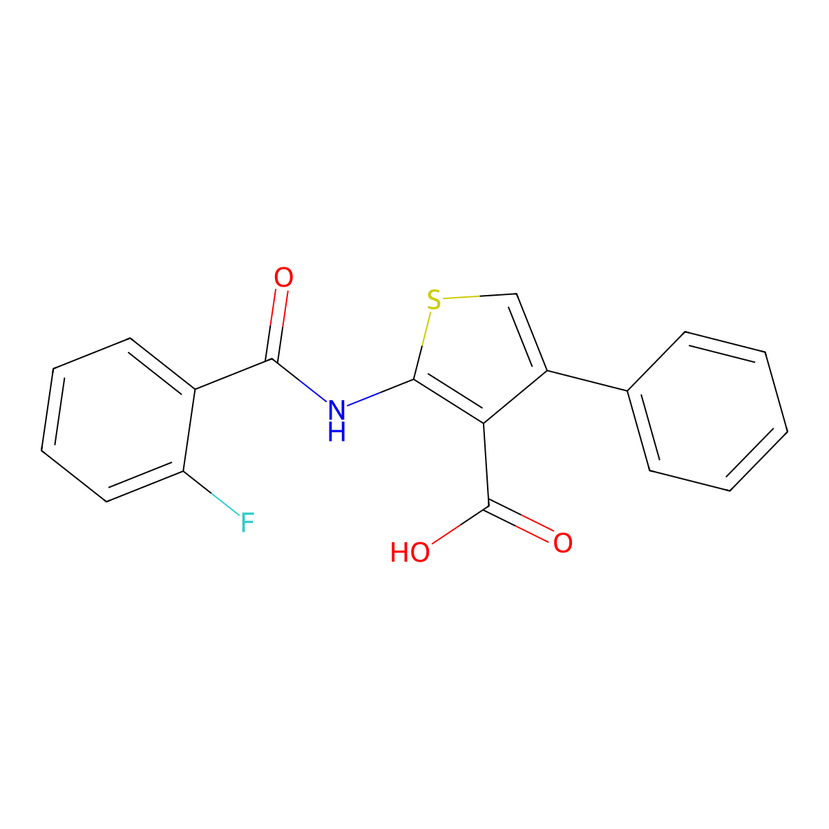 2-(2-Fluoro-benzoylamino)-4-phenyl-thiophene-3-carboxylic acid molecular structure, CAS 5897-48-3