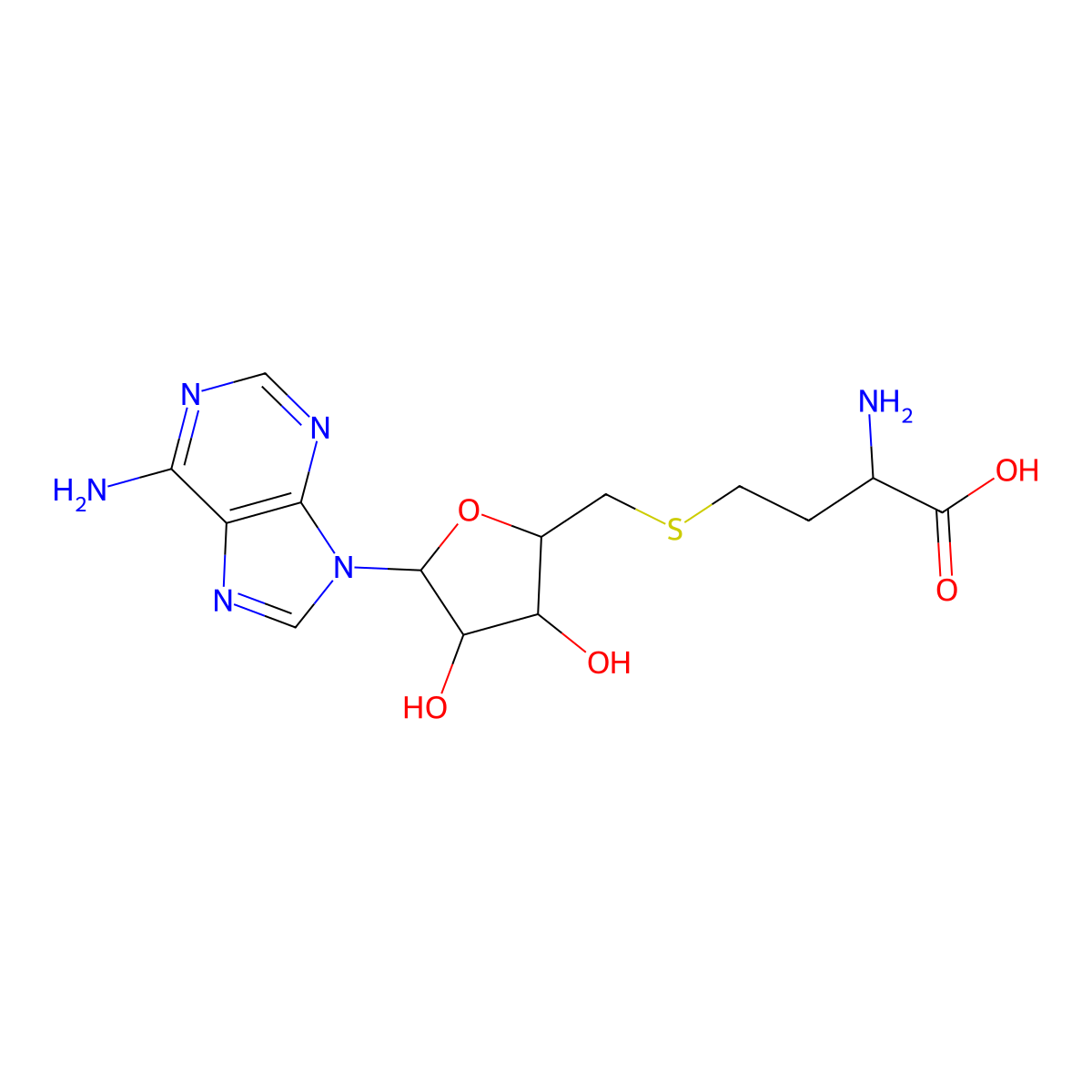 2-Amino-4-(((5-(6-amino-9H-purin-9-yl)-3,4-dihydroxyoxolan-2-yl)methyl)sulfanyl)butanoic acid molecular structure, CAS 58976-18-4
