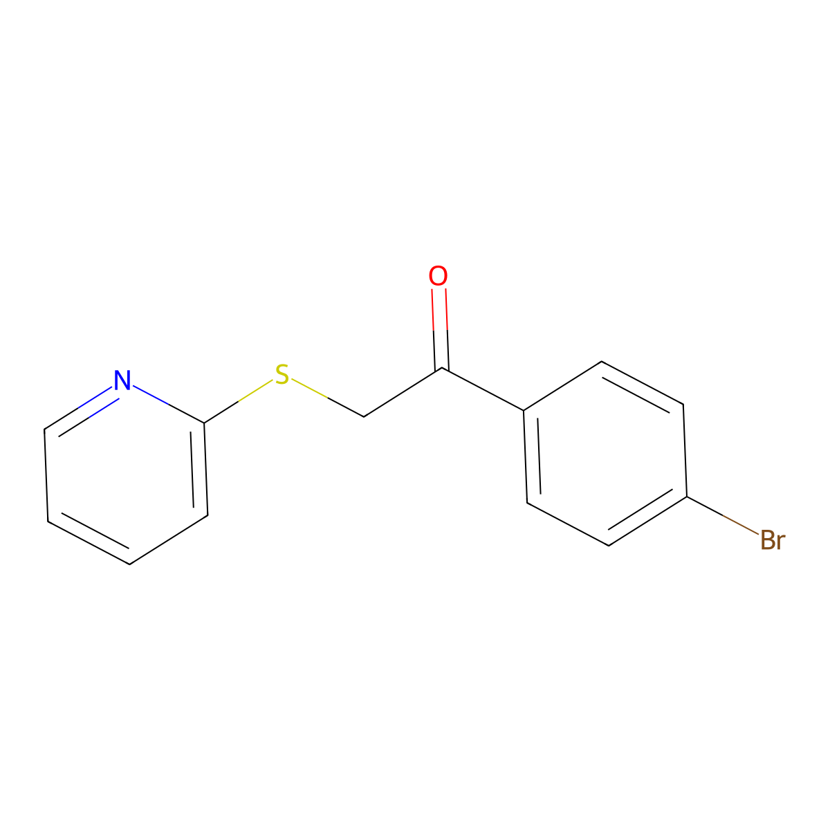 1-(4-Bromophenyl)-2-(pyridin-2-ylthio)ethanone molecular structure, CAS 5898-19-1