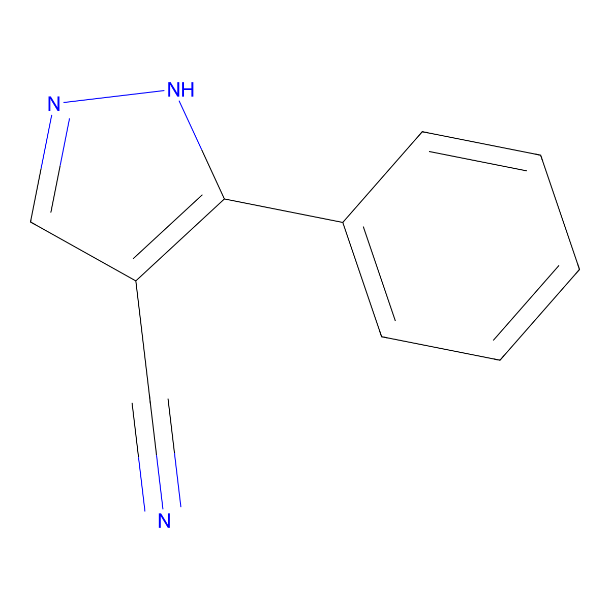 3-Phenyl-2H-pyrazole-4-carbonitrile molecular structure, CAS 5898-81-7