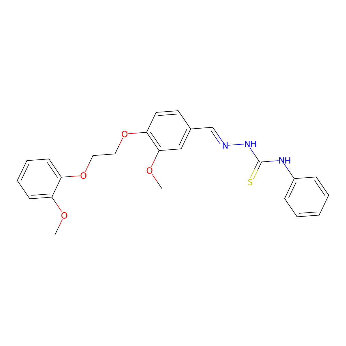 2-({3-Methoxy-4-[2-(2-methoxyphenoxy)ethoxy]phenyl}methylidene)-N-phenylhydrazine-1-carbothioamide molecular structure, CAS 5899-73-0
