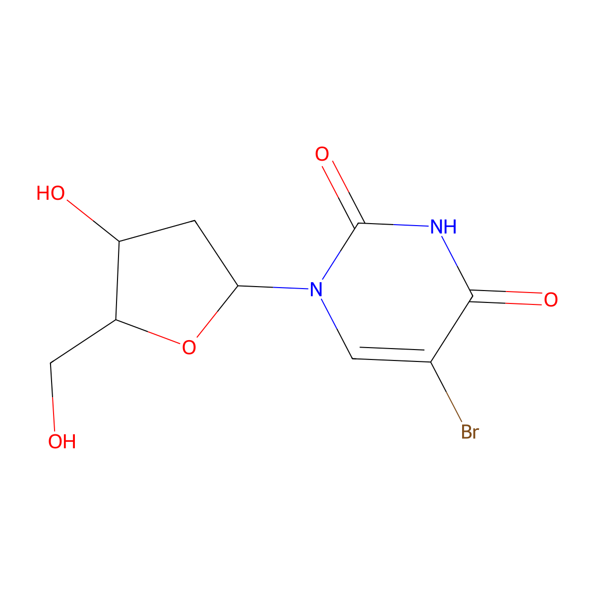 5-Bromo-2'-deoxyuridine molecular structure, CAS 59-14-3