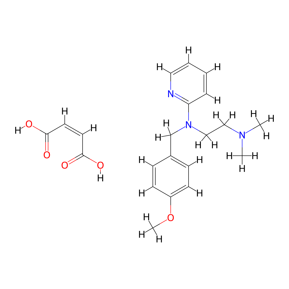 Pyrilamine Maleate molecular structure, CAS 59-33-6