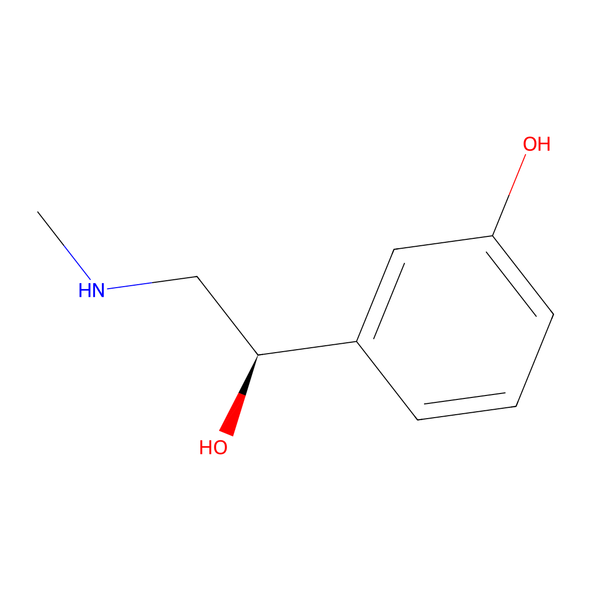 Phenylephrine molecular structure, CAS 59-42-7