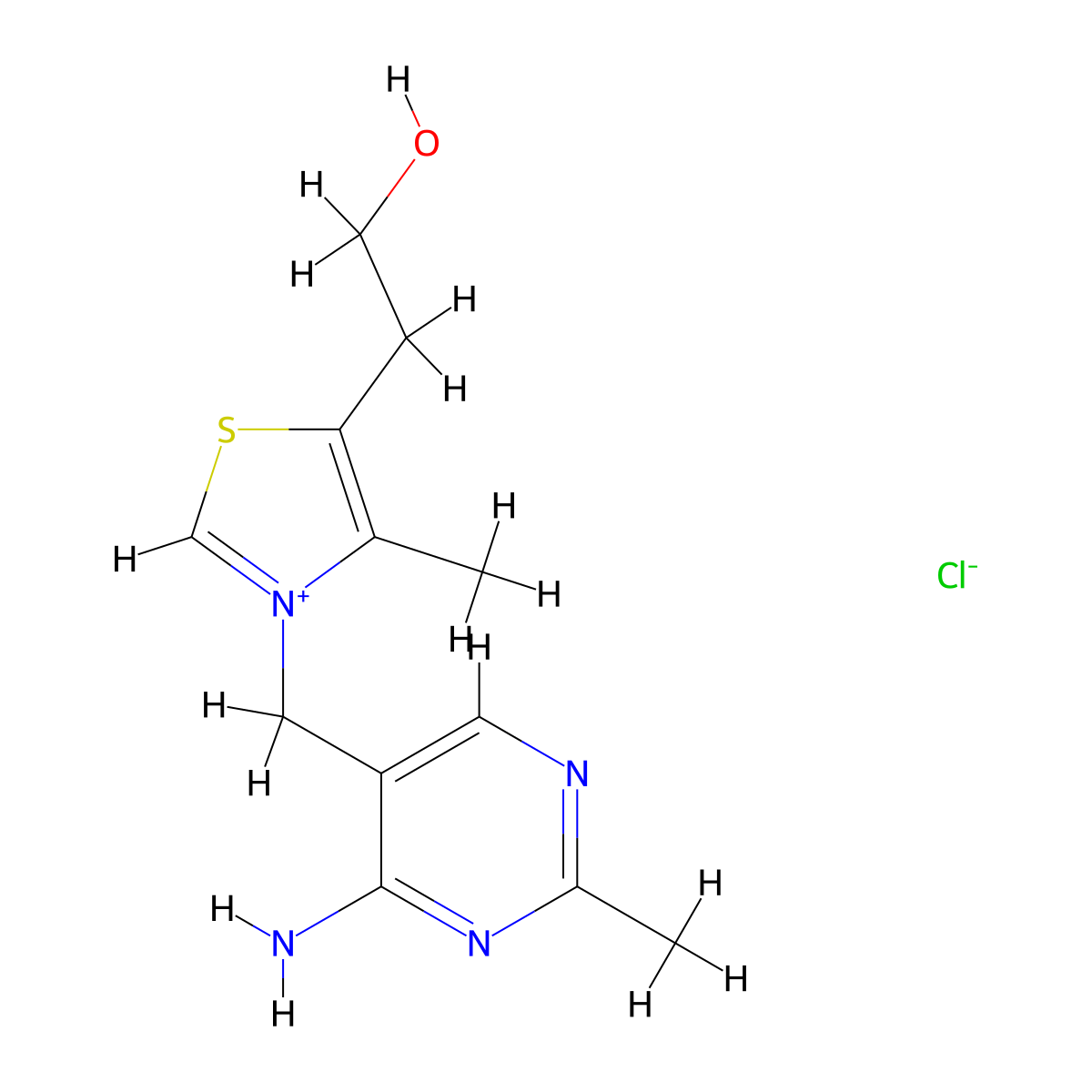 3-((4-Amino-2-methylpyrimidin-5-yl)methyl)-5-(2-hydroxyethyl)-4-methylthiazol-3-ium chloride molecular structure, CAS 59-43-8