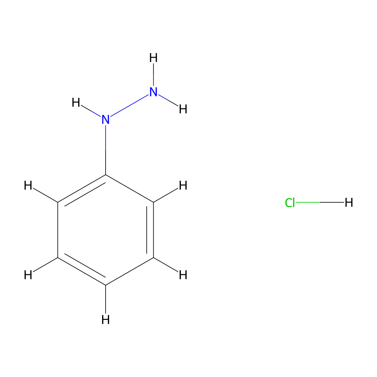 Phenylhydrazine hydrochloride molecular structure, CAS 59-88-1