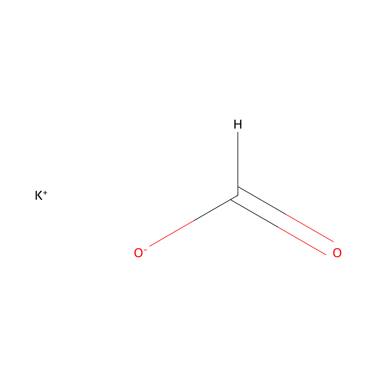 potassium formate molecular structure, CAS 590-29-4