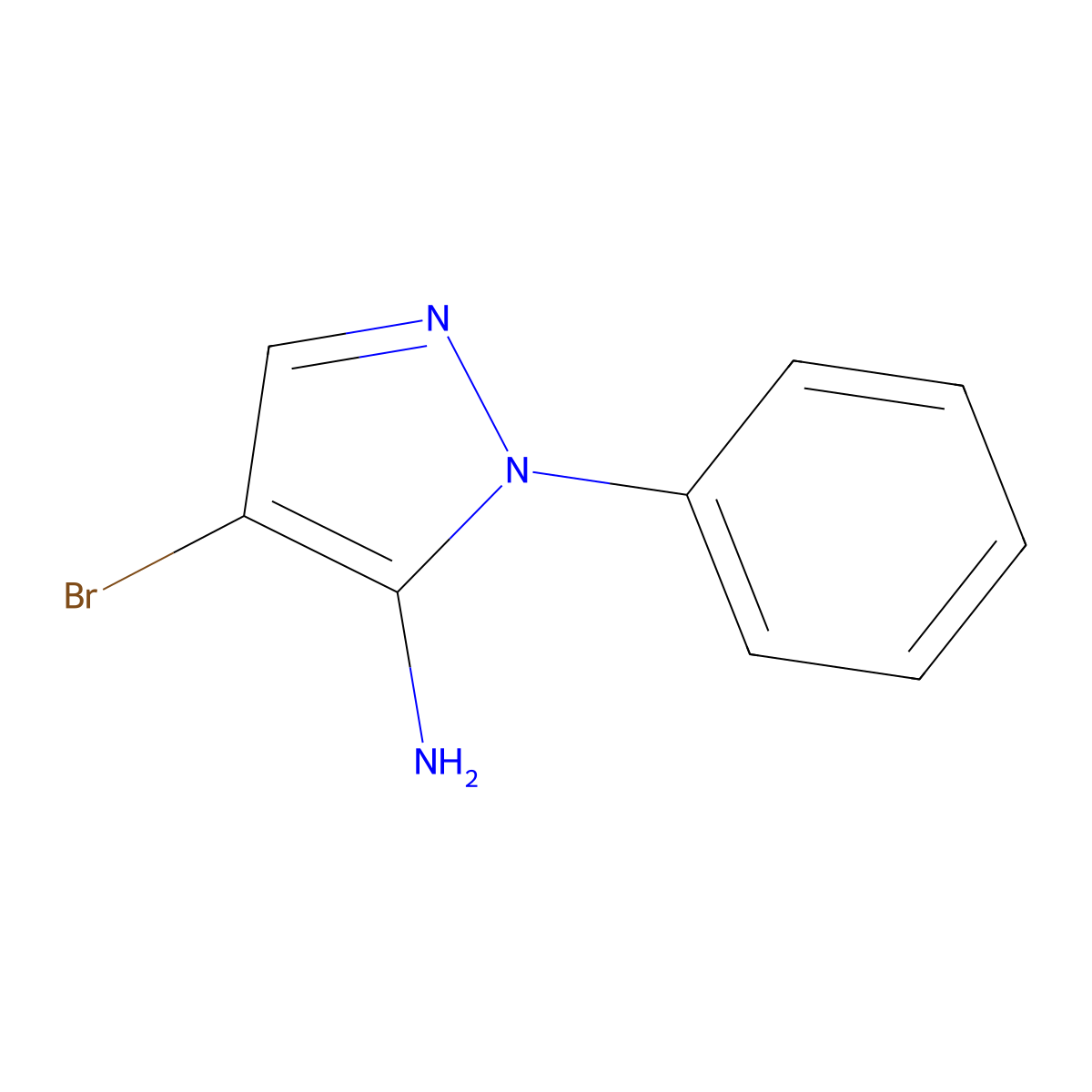 4-Bromo-1-phenyl-1H-pyrazol-5-amine molecular structure, CAS 5900-00-5