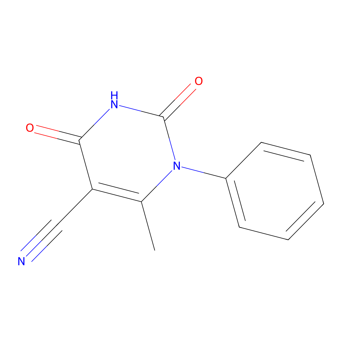 6-Methyl-2,4-dioxo-1-phenyl-1,2,3,4-tetrahydropyrimidine-5-carbonitrile molecular structure, CAS 5900-42-5