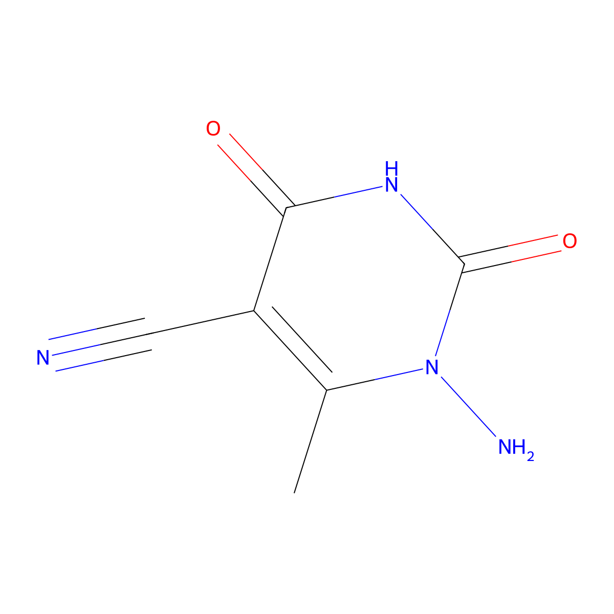 1-Amino-6-methyl-2,4-dioxo-1,2,3,4-tetrahydropyrimidine-5-carbonitrile molecular structure, CAS 5900-43-6