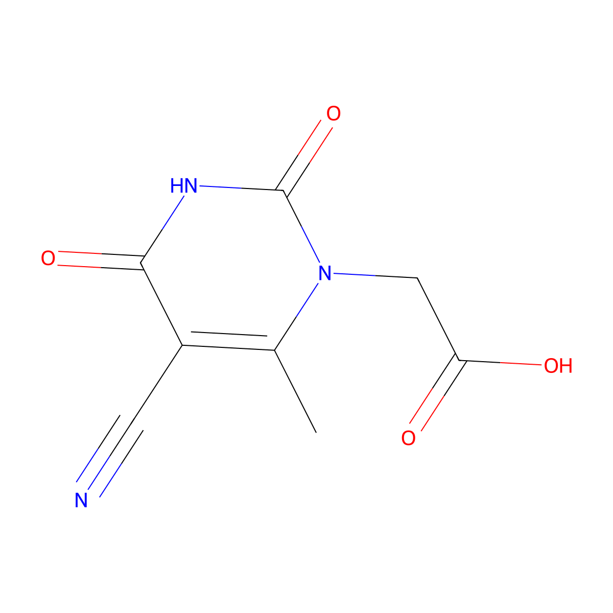 2-(5-Cyano-6-methyl-2,4-dioxo-3,4-dihydropyrimidin-1(2H)-yl)acetic acid molecular structure, CAS 5900-45-8