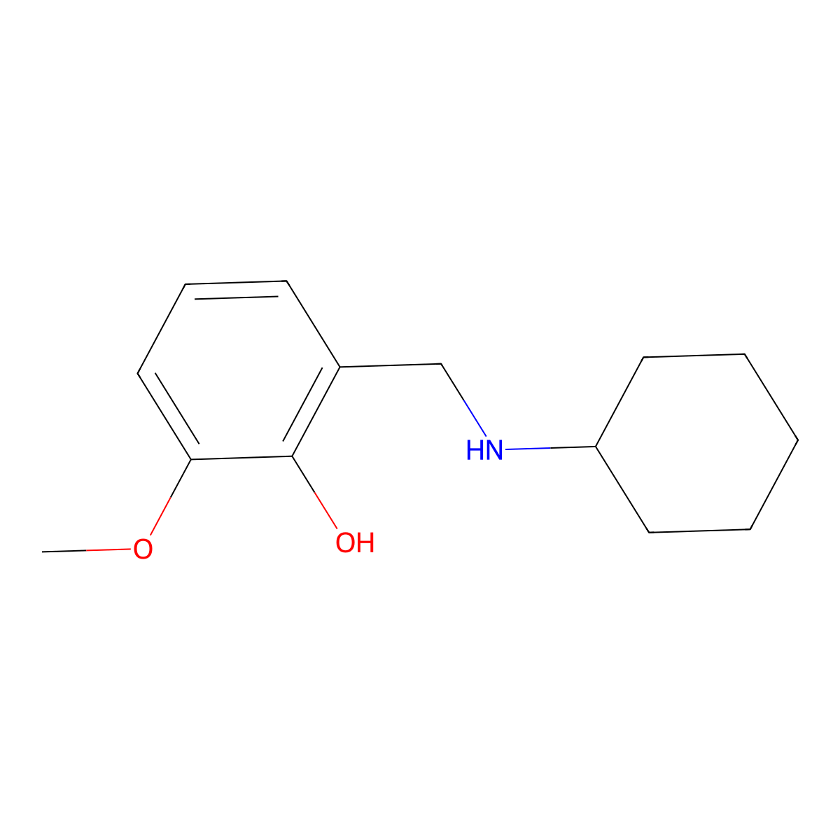 Phenol, 2-((cyclohexylamino)methyl)-6-methoxy- molecular structure, CAS 59004-61-4