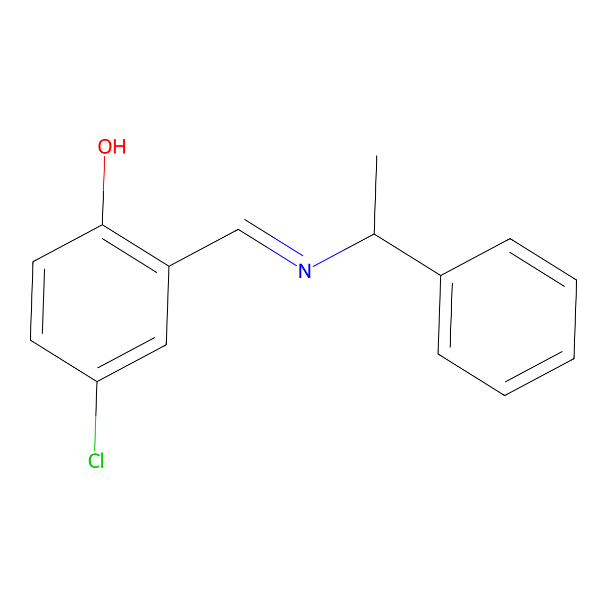 4-chloro-2-{(E)-[(1-phenylethyl)imino]methyl}phenol molecular structure, CAS 59004-65-8