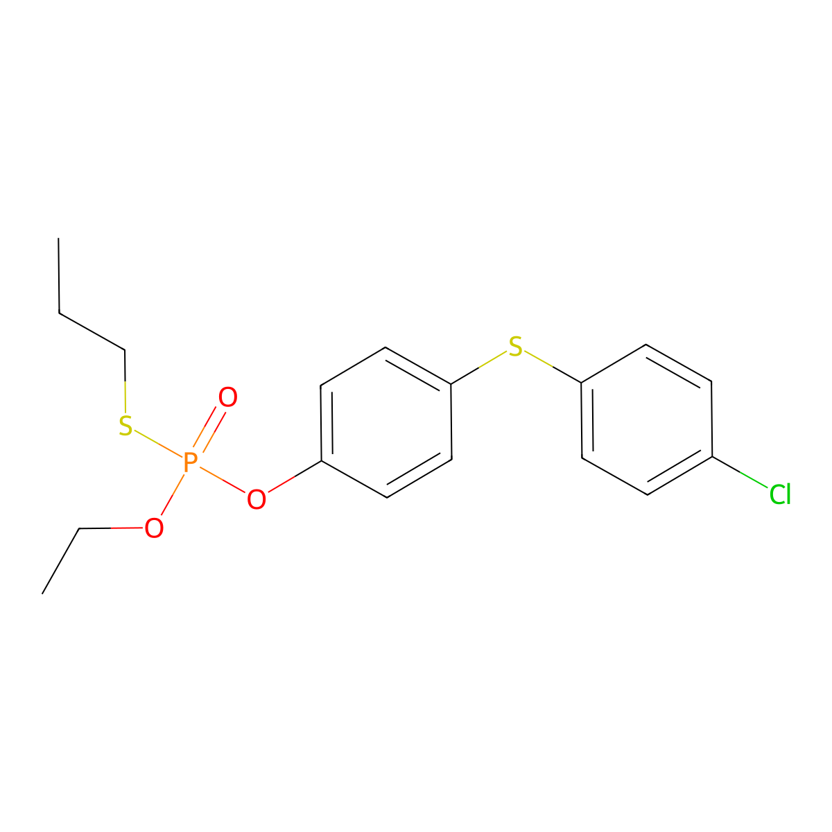 Phosphorothioic acid, O-(4-((4-chlorophenyl)thio)phenyl) O-ethyl S-propyl ester molecular structure, CAS 59010-86-5