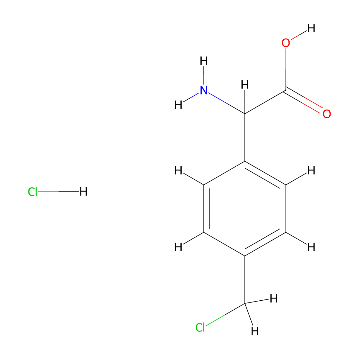 2-Amino-2-[4-(chloromethyl)phenyl]acetic acid hydrochloride molecular structure, CAS 59012-83-8