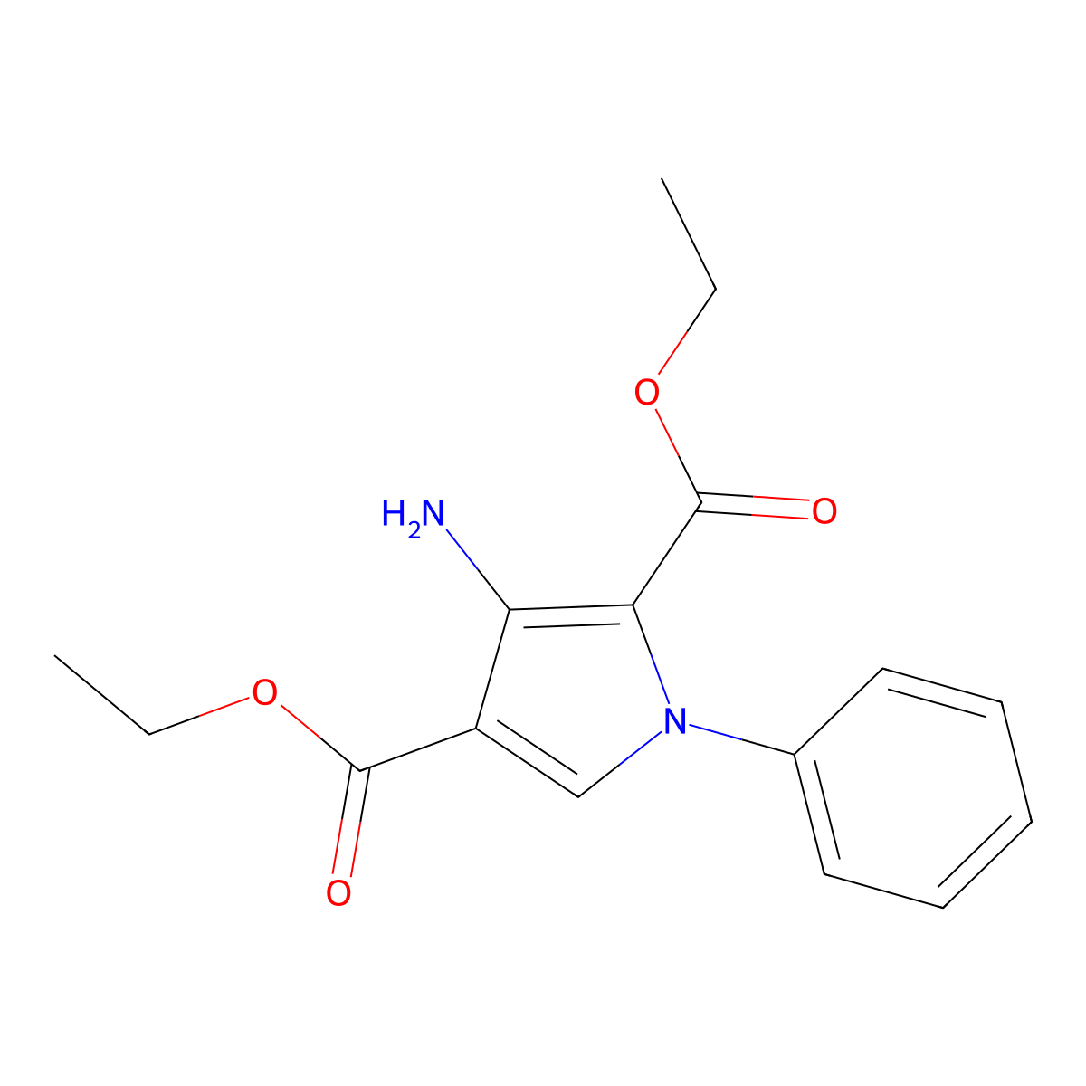 Diethyl 3-amino-1-phenylpyrrole-2,4-dicarboxylate molecular structure, CAS 59021-45-3