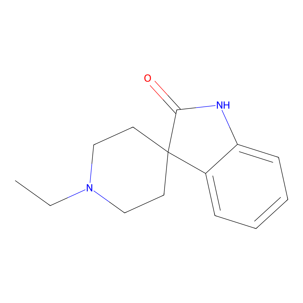 Spiro(indoline-3,4'-piperidin)-2-one, 1'-ethyl- molecular structure, CAS 59022-55-8
