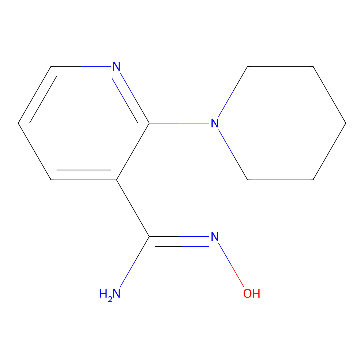 N'-hydroxy-2-(piperidin-1-yl)pyridine-3-carboximidamide molecular structure, CAS 59025-42-2