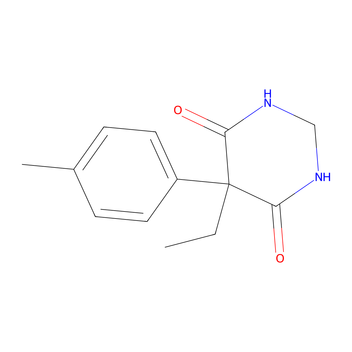 4,6(1H,5H)-Pyrimidinedione, 5-ethyldihydro-5-(4-methylphenyl)- molecular structure, CAS 59026-32-3