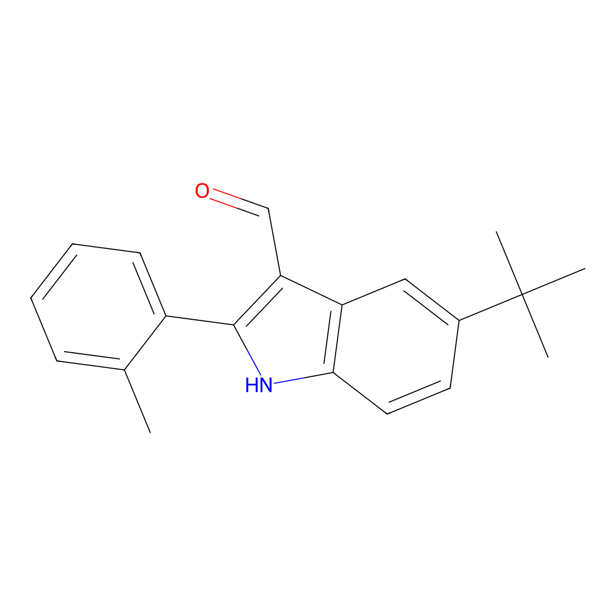5-tert-butyl-2-(2-methylphenyl)-1H-indole-3-carbaldehyde molecular structure, CAS 590346-96-6