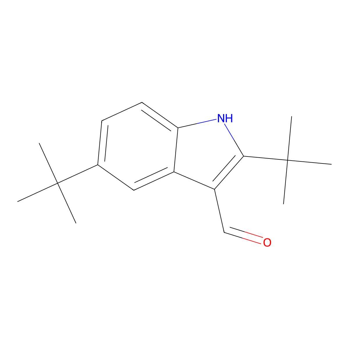 2,5-ditert-butyl-1H-indole-3-carbaldehyde molecular structure, CAS 590347-37-8