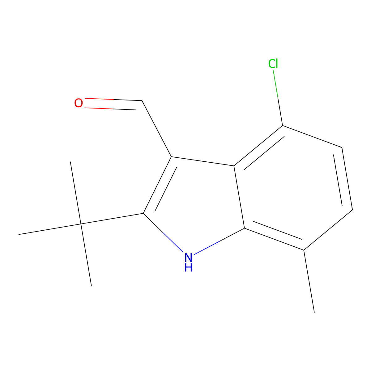 2-tert-butyl-4-chloro-7-methyl-1H-indole-3-carbaldehyde molecular structure, CAS 590347-84-5