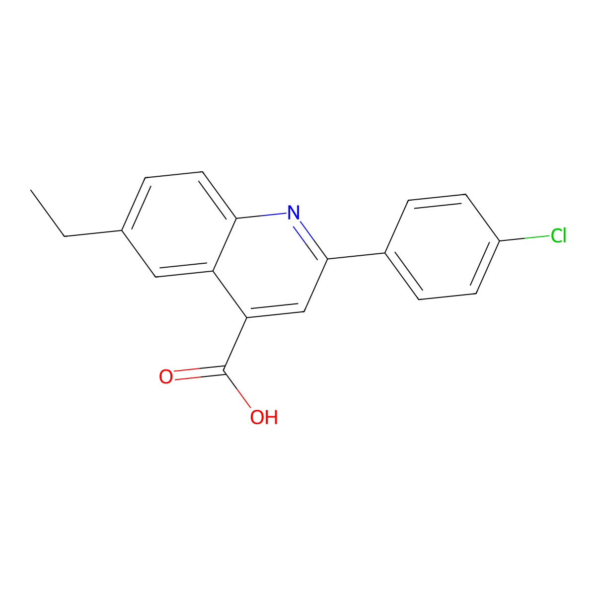 2-(4-Chlorophenyl)-6-ethylquinoline-4-carboxylic acid molecular structure, CAS 590350-40-6