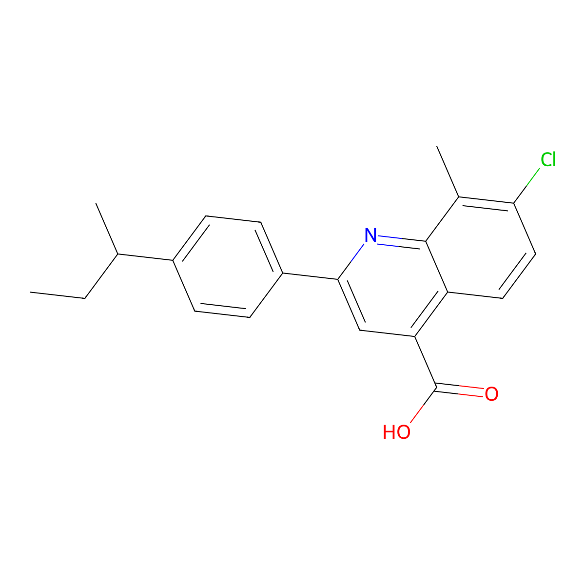 2-(4-Sec-butylphenyl)-7-chloro-8-methylquinoline-4-carboxylic acid molecular structure, CAS 590350-41-7