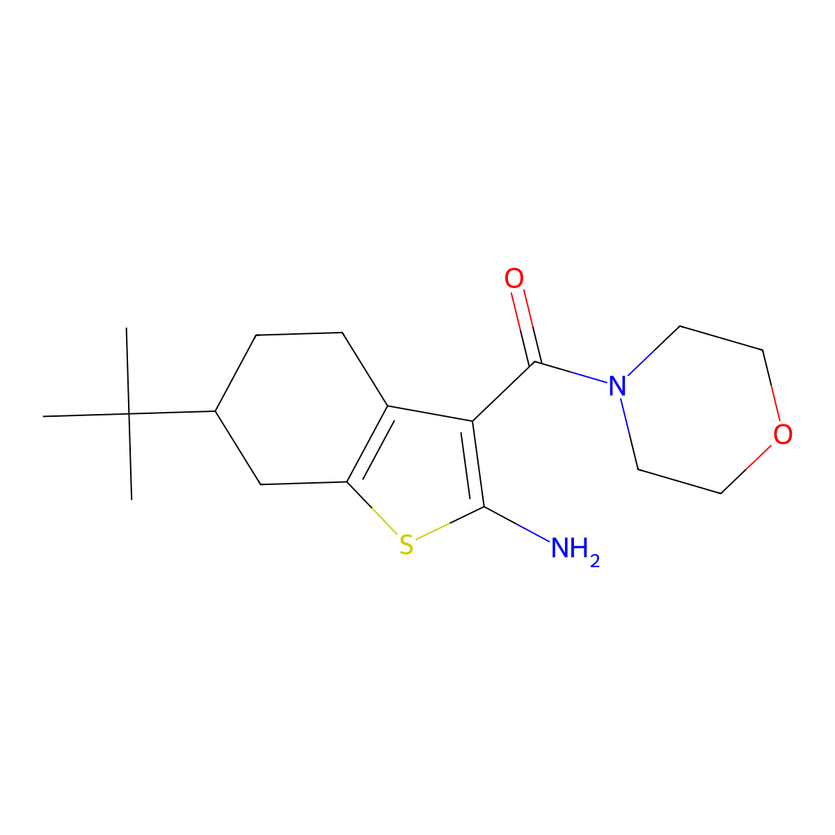 6-Tert-butyl-3-(morpholin-4-ylcarbonyl)-4,5,6,7-tetrahydro-1-benzothien-2-ylamine molecular structure, CAS 590351-08-9