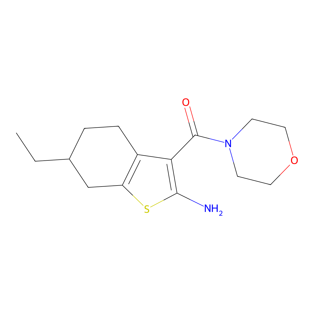 6-Ethyl-3-(morpholin-4-ylcarbonyl)-4,5,6,7-tetrahydro-1-benzothien-2-ylamine molecular structure, CAS 590351-57-8