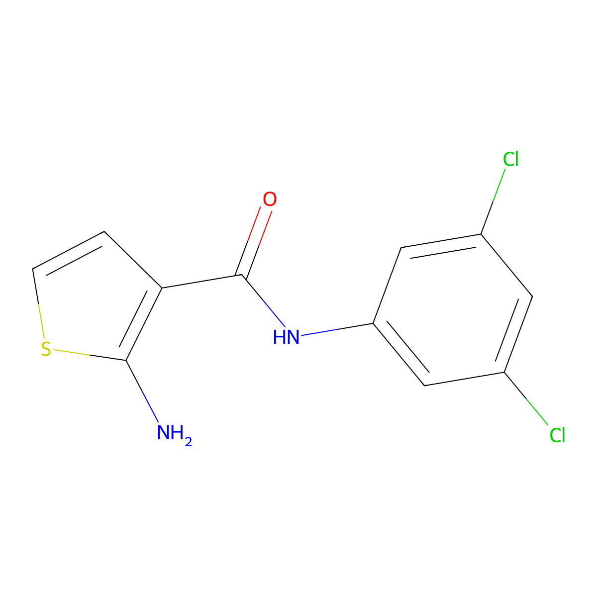2-amino-N-(3,5-dichlorophenyl)thiophene-3-carboxamide molecular structure, CAS 590351-59-0