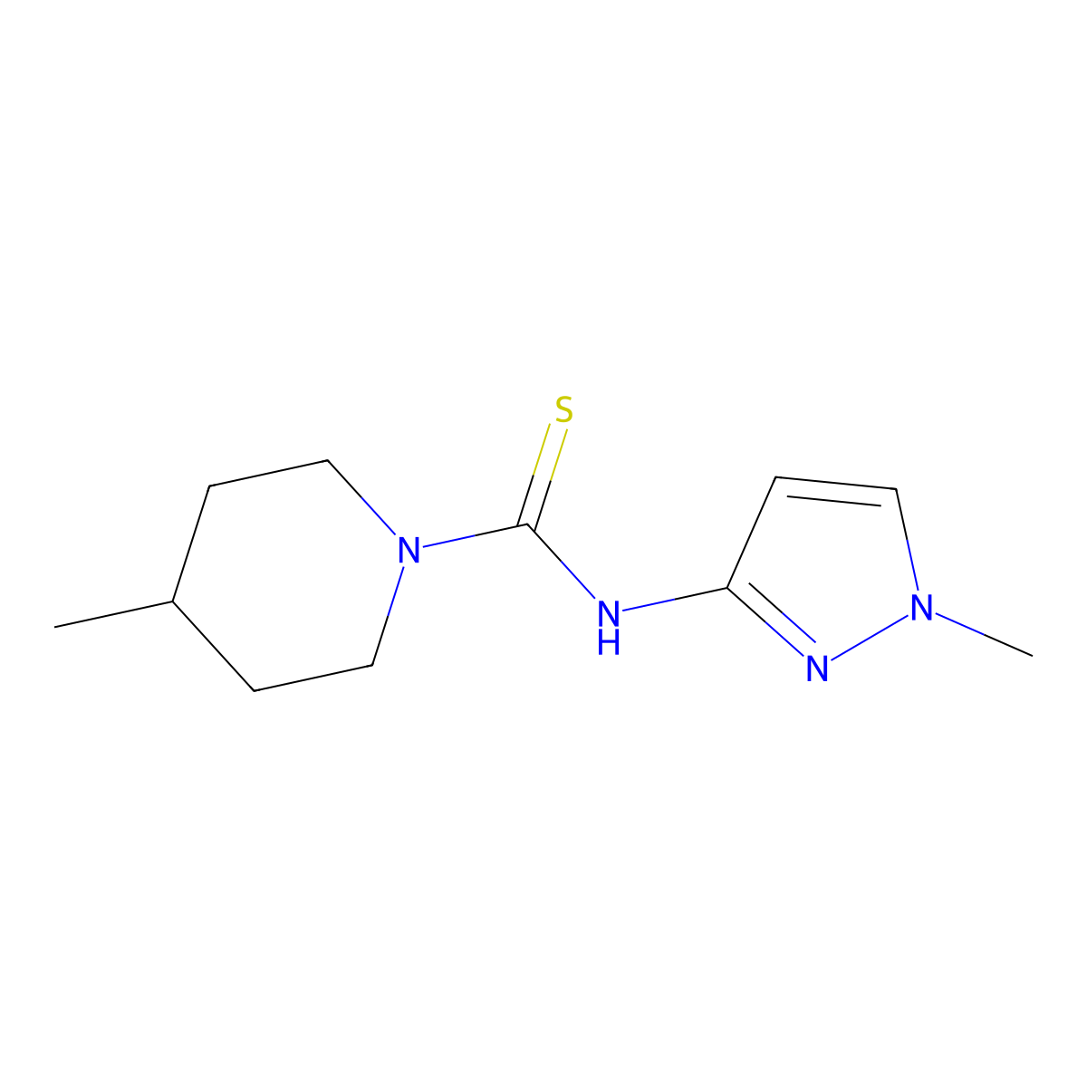 4-methyl-N-(1-methylpyrazol-3-yl)piperidine-1-carbothioamide molecular structure, CAS 590351-64-7