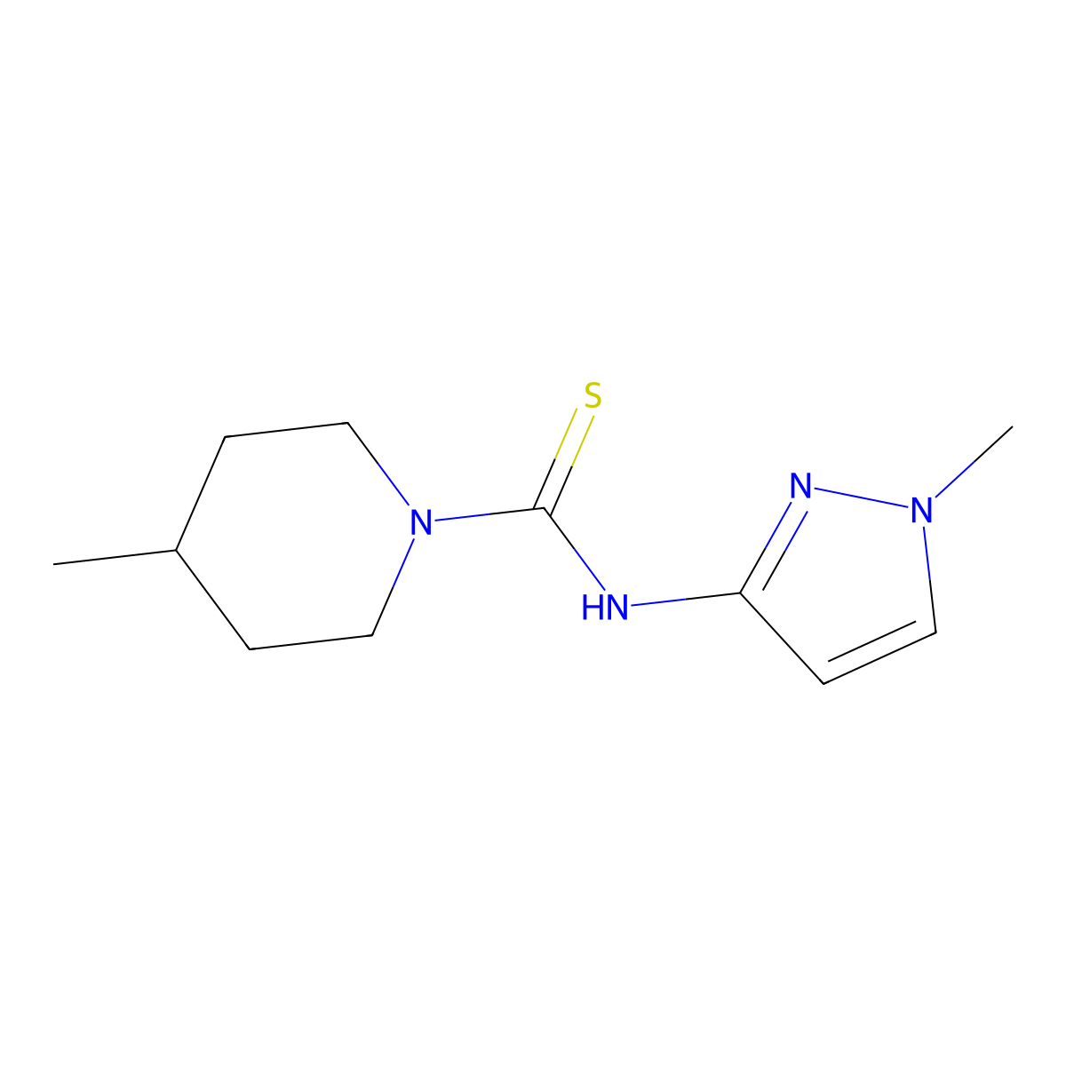 4-methyl-N-(1-methylpyrazol-3-yl)piperidine-1-carbothioamide molecular structure, CAS 590351-64-7