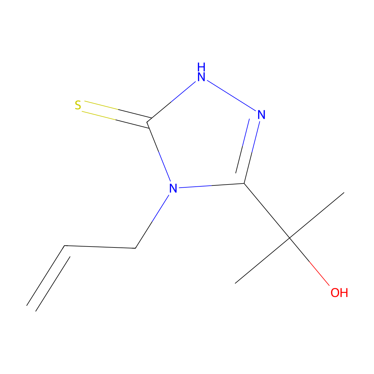 3-(2-hydroxypropan-2-yl)-4-prop-2-enyl-1H-1,2,4-triazole-5-thione molecular structure, CAS 590352-14-0