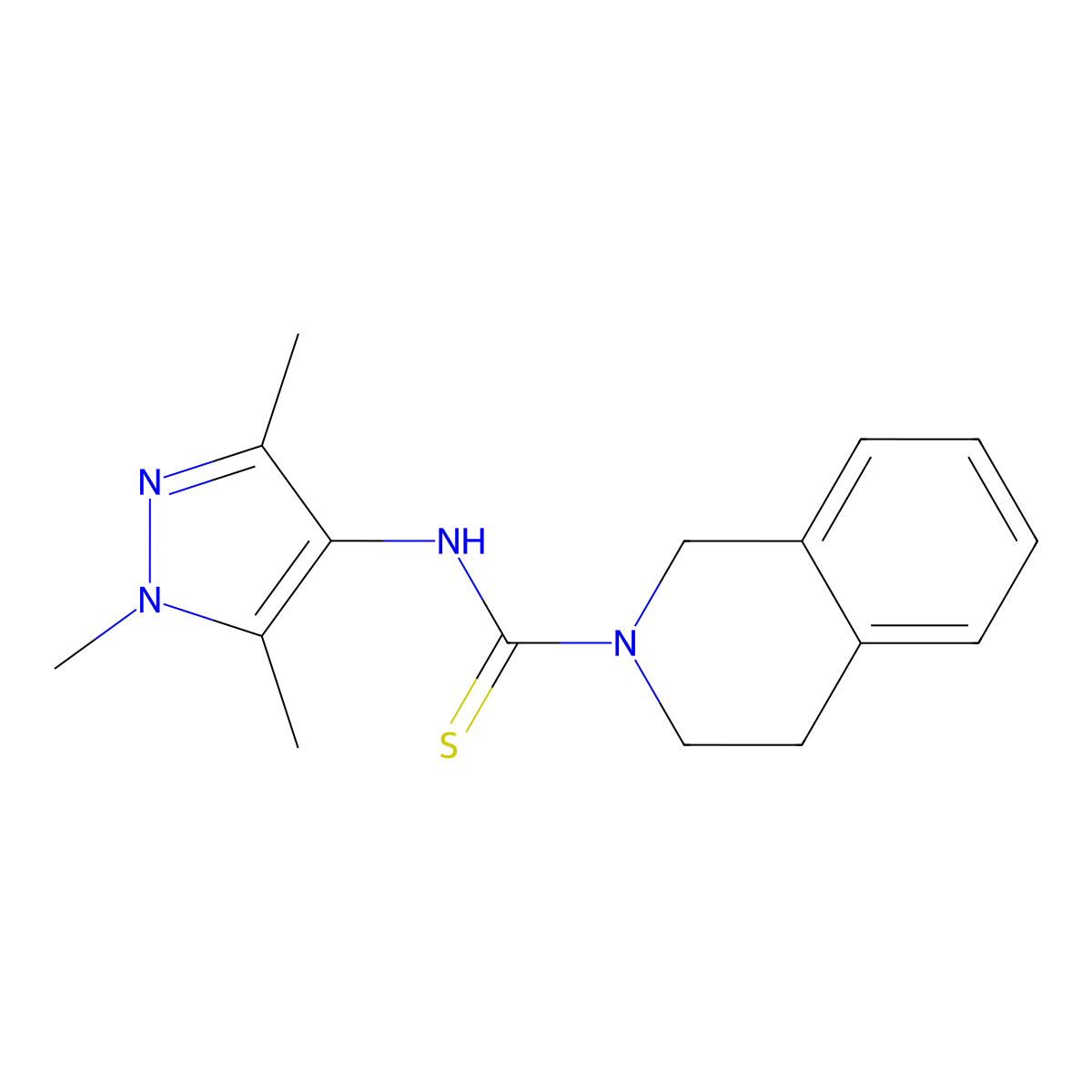 N-(1,3,5-trimethylpyrazol-4-yl)-3,4-dihydro-1H-isoquinoline-2-carbothioamide molecular structure, CAS 590352-28-6