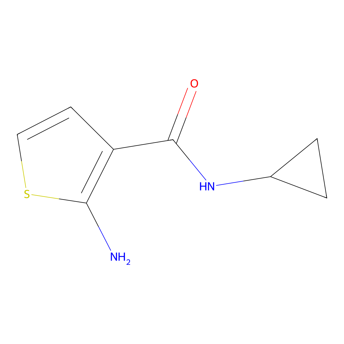2-amino-N-cyclopropylthiophene-3-carboxamide molecular structure, CAS 590352-44-6