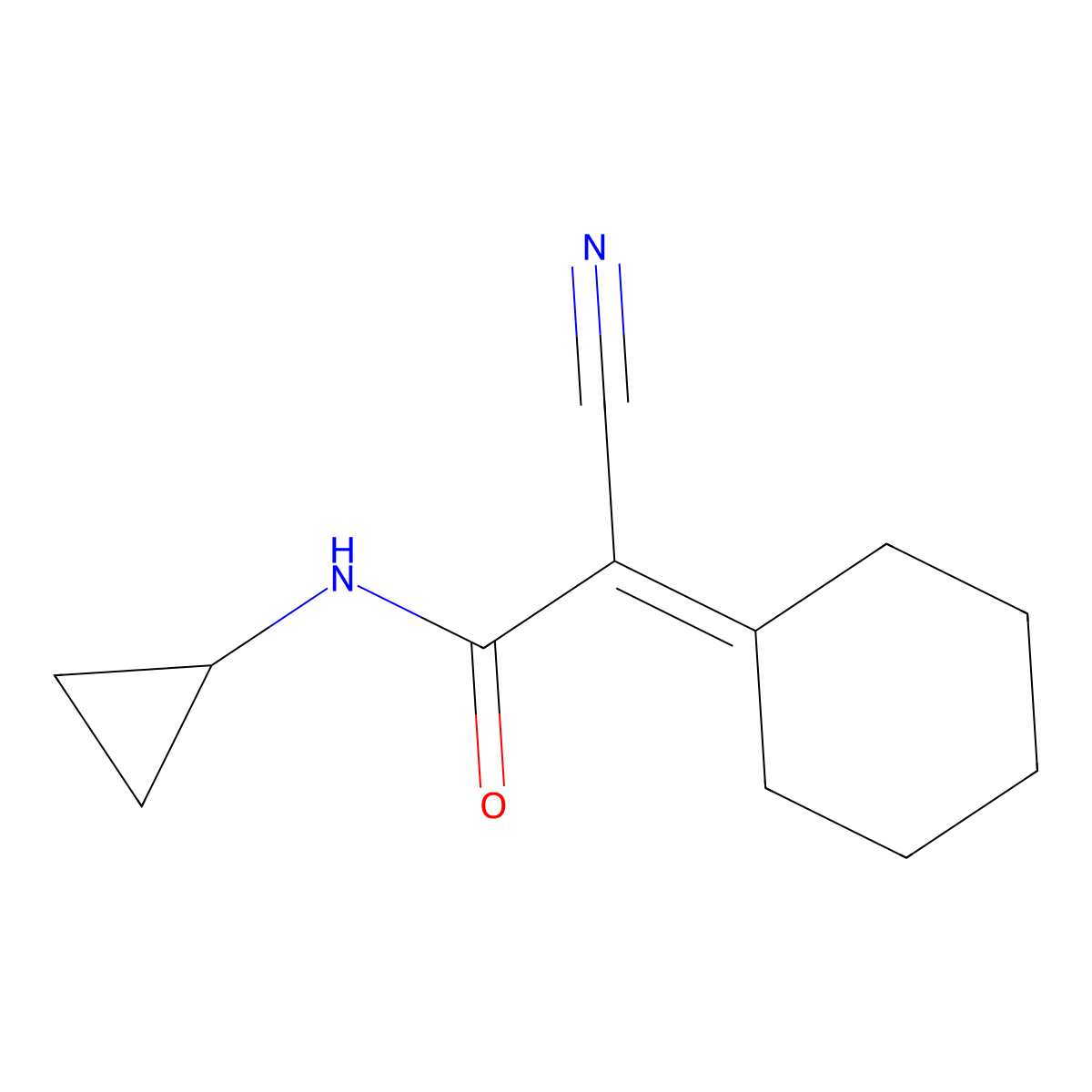 2-cyano-2-cyclohexylidene-N-cyclopropylacetamide molecular structure, CAS 590352-45-7